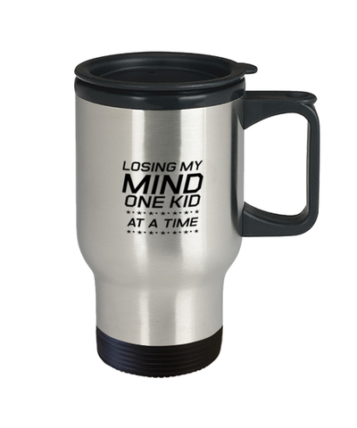 Image of Funny Mom Travel Mug, Losing My Mind One Kid At A Time, Sarcasm Birthday Gift For Mother From Son Daughter, Mommy Christmas Gift