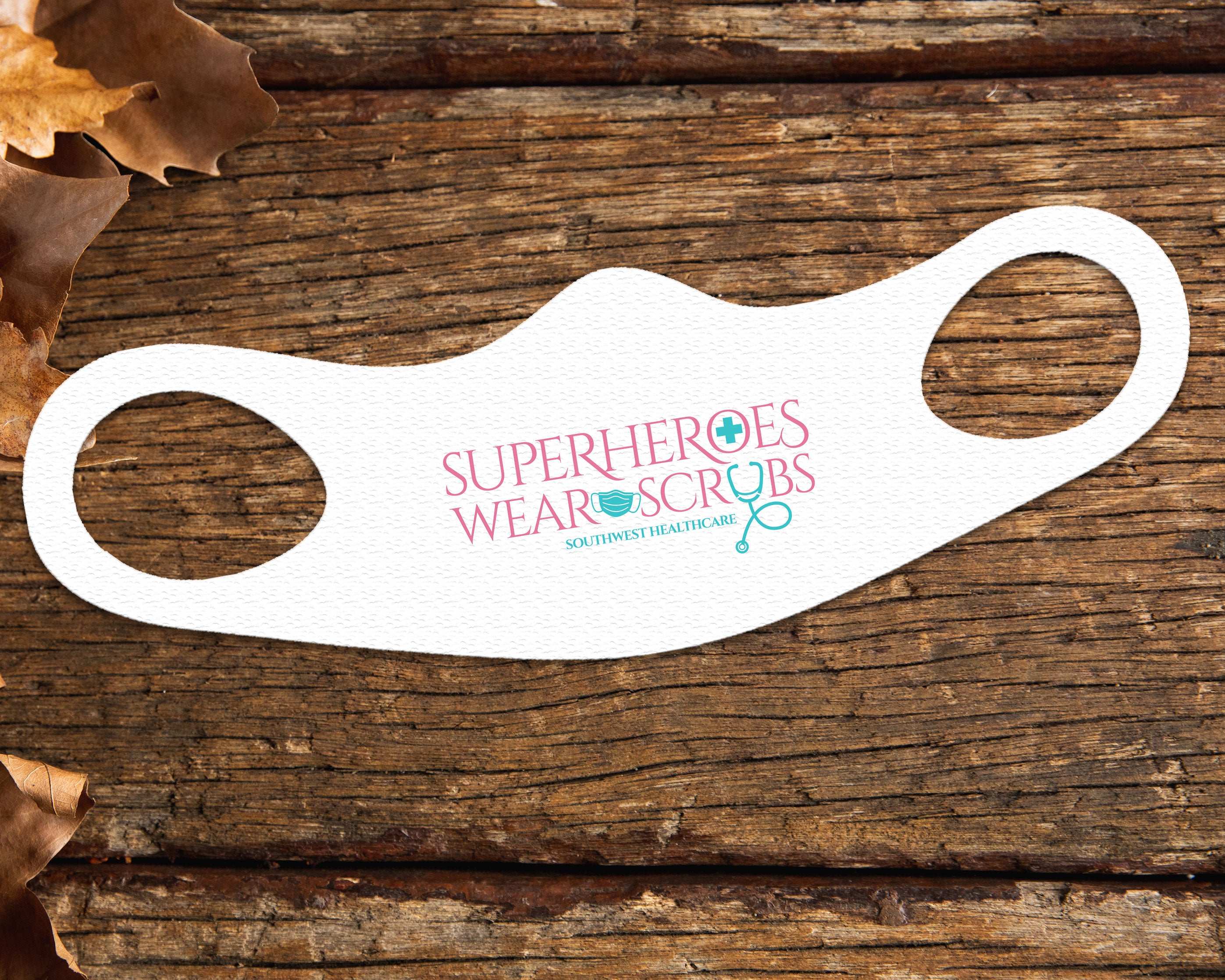 Superheroes Face Mask Fitted Sublimation All Over Print - White