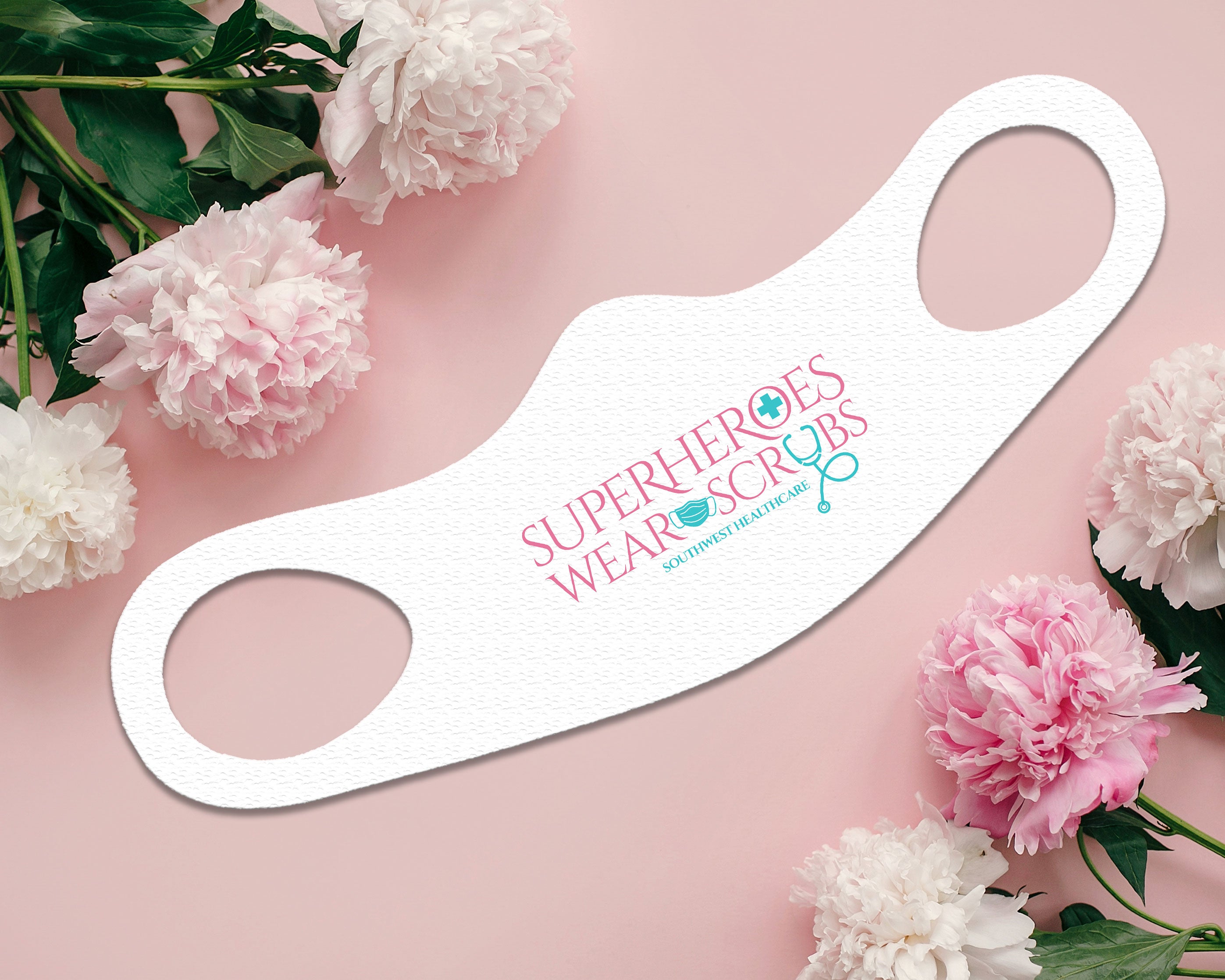 Superheroes Face Mask Fitted Sublimation All Over Print - White