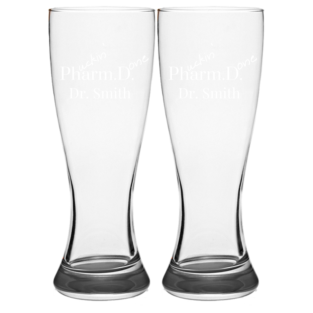 Pharmacist graduate gifts, customized graduation gift, men or women, pharmd, Pilsner Glasses Set Of 2 beer, Laser Etched Glassware