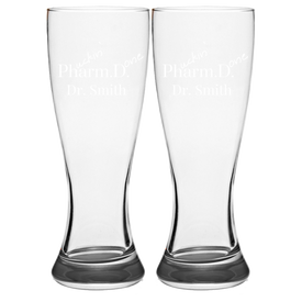 Pharmacist graduate gifts, customized graduation gift, men or women, pharmd, Pilsner Glasses Set Of 2 beer, Laser Etched Glassware