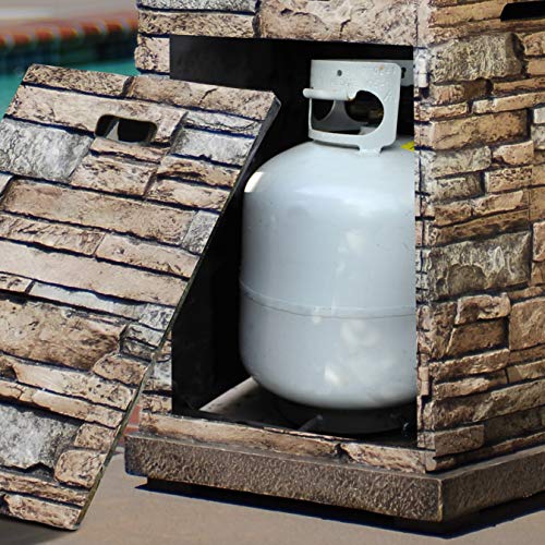 Propane Outdoor Firepit Firebowl Column Realistic Look Heater with Lava Rock 40,000 BTU Outdoor Gas Fire Pit Circular, Perfect for Patio, Deck or Lawn