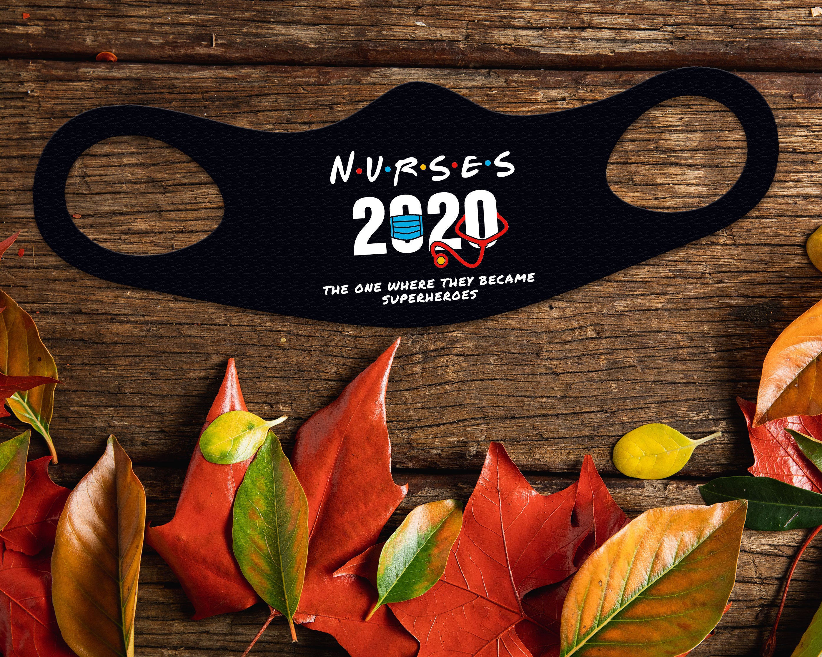 Nurses 2020 Face Mask Fitted Sublimation All Over Print - Black