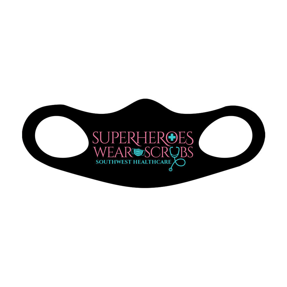 Superheroes Face Mask Fitted Sublimation All Over Print - Black