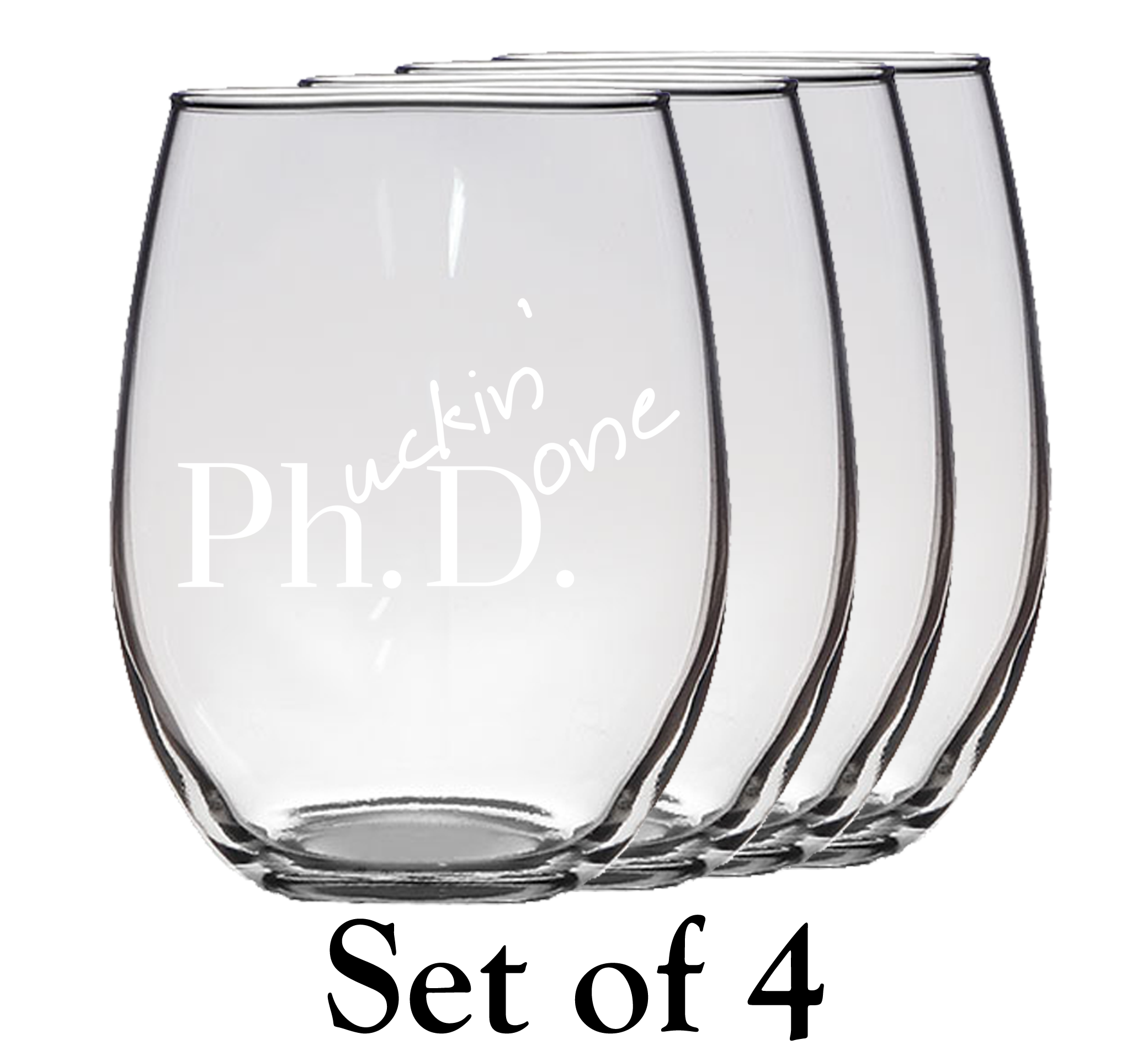PhD Graduation Gifts Glasses, Graduate Stemless Wine Glass, Set of 4 Glassware, Phd Gifts for women