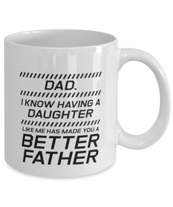 Funny Dad Mug, Dad. I Know Having A Daughter Like Me, Sarcasm Birthday Gift For Father From Son Daughter, Daddy Christmas Gift