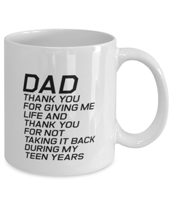 Funny Dad Mug, Dad Thank You For Giving Me Life And Thank You, Sarcasm Birthday Gift For Father From Son Daughter, Daddy Christmas Gift
