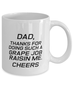 Funny Dad Mug, Dad, Thanks For Doing Such A Grape Job, Sarcasm Birthday Gift For Father From Son Daughter, Daddy Christmas Gift