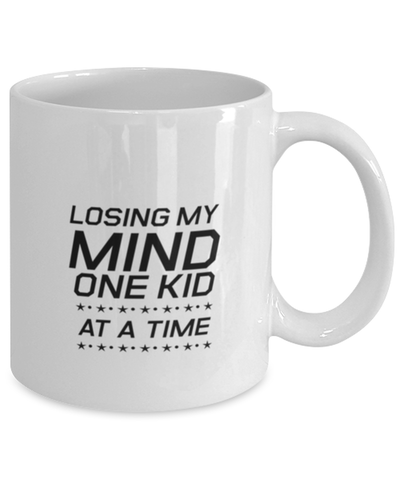 Image of Funny Mom Mug, Losing My Mind One Kid At A Time, Sarcasm Birthday Gift For Mother From Son Daughter, Mommy Christmas Gift