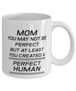 Funny Mom Mug, Mom You May Not Be Perfect But At Least You Created, Sarcasm Birthday Gift For Mother From Son Daughter, Mommy Christmas Gift