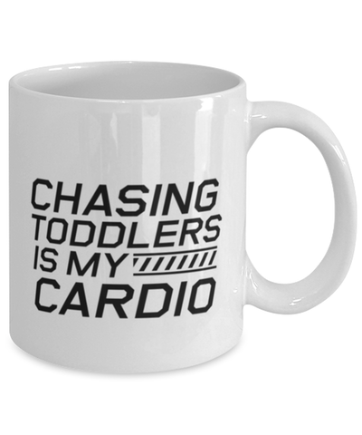 Image of Funny Mom Mug, Chasing Toddlers Is My Cardio, Sarcasm Birthday Gift For Mother From Son Daughter, Mommy Christmas Gift