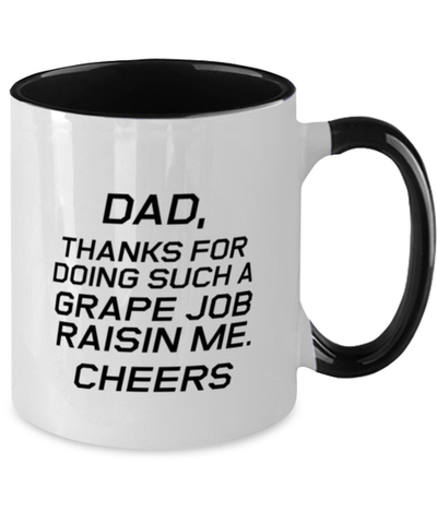 Image of Funny Dad Two Tone Mug, Dad, Thanks For Doing Such A Grape Job, Sarcasm Birthday Gift For Father From Son Daughter, Daddy Christmas Gift