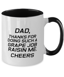 Funny Dad Two Tone Mug, Dad, Thanks For Doing Such A Grape Job, Sarcasm Birthday Gift For Father From Son Daughter, Daddy Christmas Gift