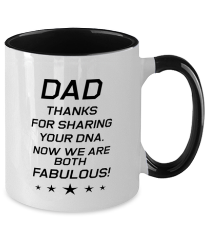 Image of Funny Dad Two Tone Mug, Dad Thanks For Sharing Your DNA. Now, Sarcasm Birthday Gift For Father From Son Daughter, Daddy Christmas Gift