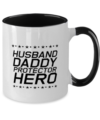 Image of Funny Dad Two Tone Mug, Husband Daddy Protector Hero, Sarcasm Birthday Gift For Father From Son Daughter, Daddy Christmas Gift