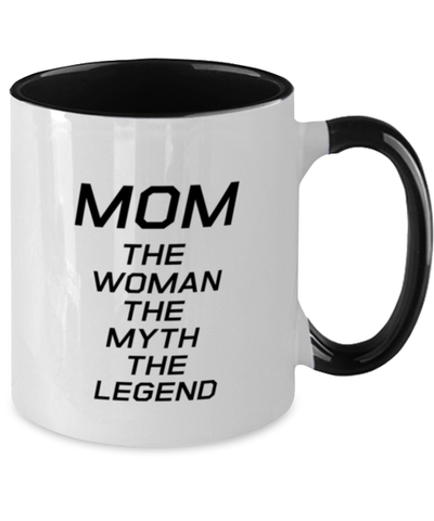 Image of Funny Mom Two Tone Mug, MOM The Woman The Myth The Legend, Sarcasm Birthday Gift For Mother From Son Daughter, Mommy Christmas Gift