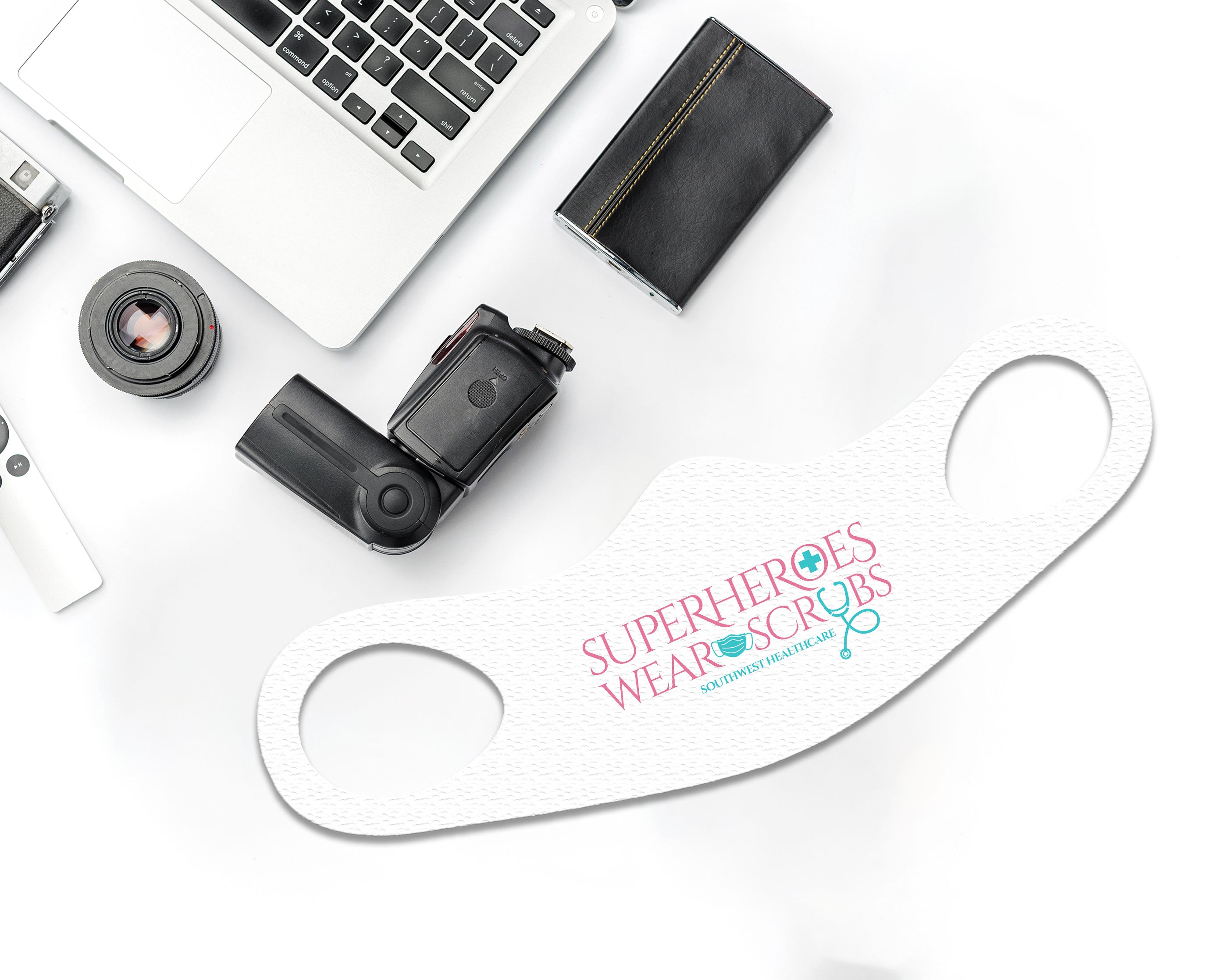 Superheroes Face Mask Fitted Sublimation All Over Print - White