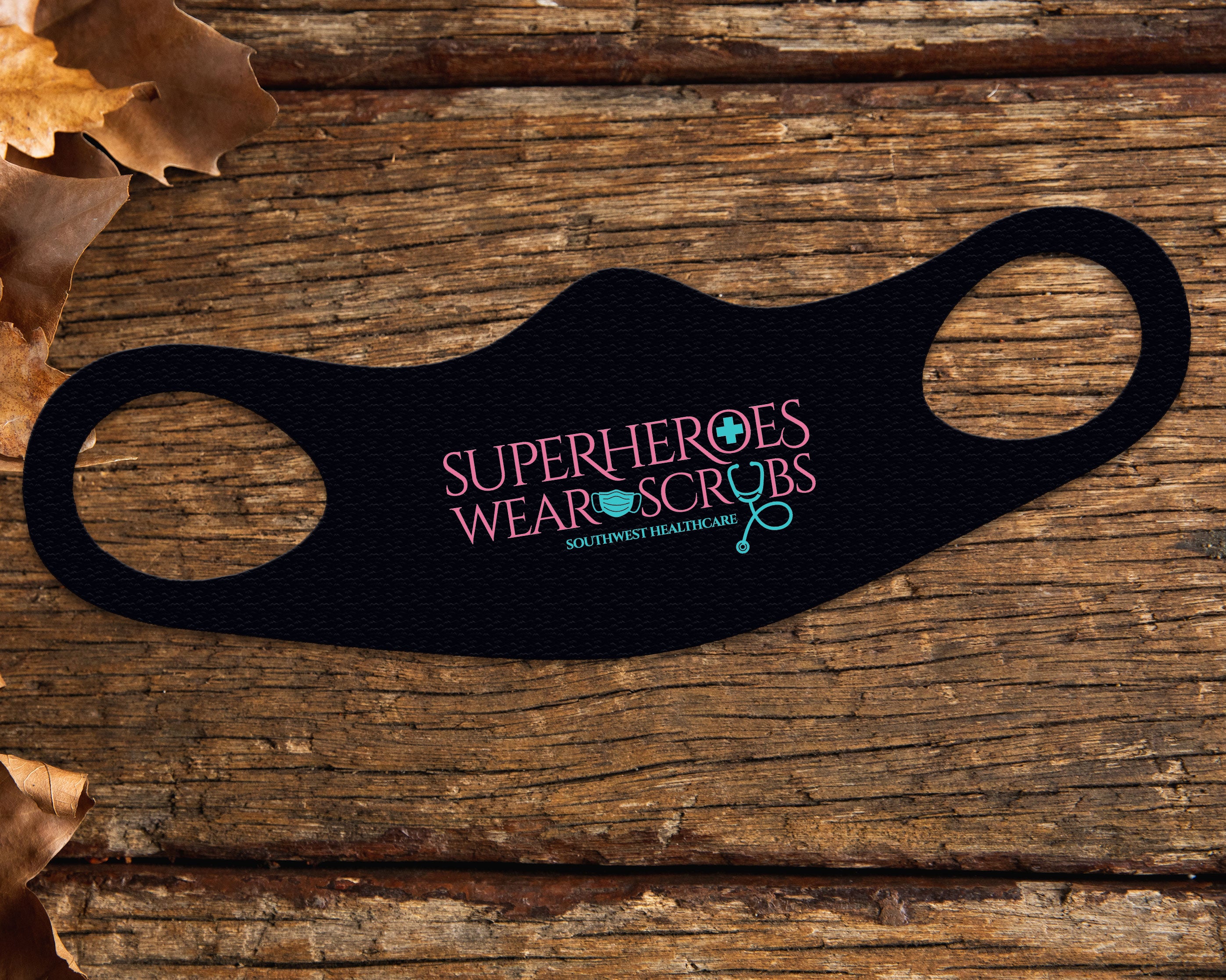 Superheroes Face Mask Fitted Sublimation All Over Print - Black