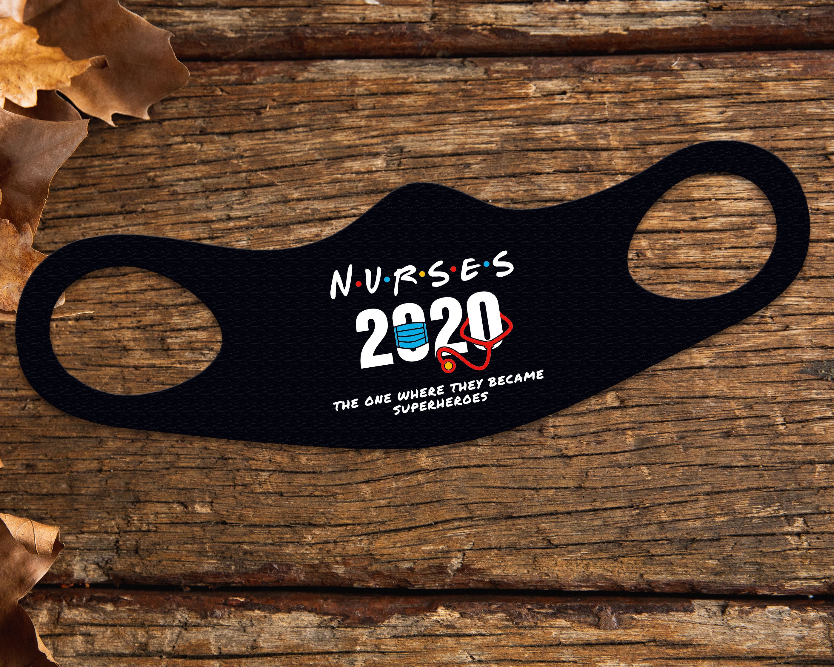 Nurses 2020 Face Mask Fitted Sublimation All Over Print - Black