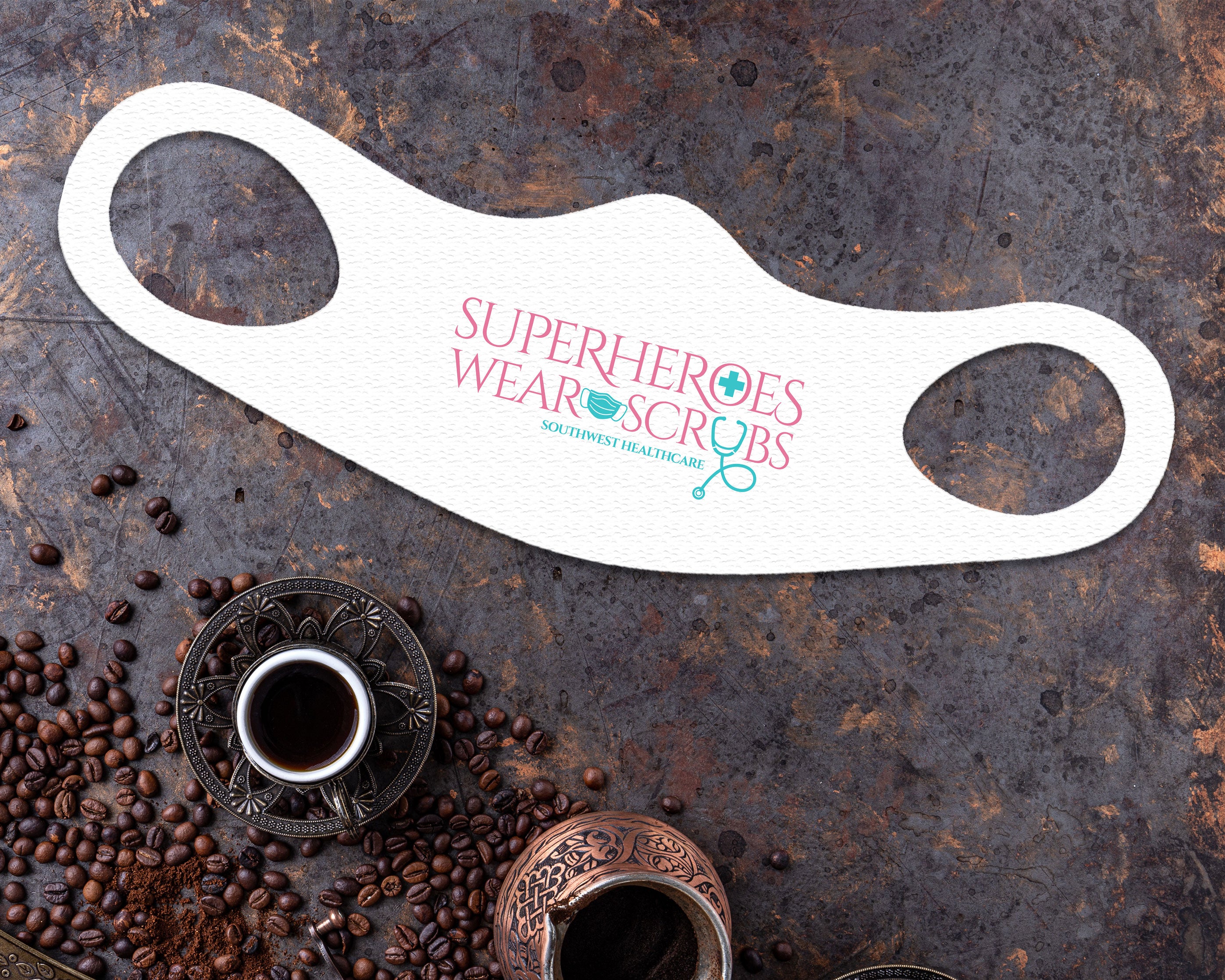 Superheroes Face Mask Fitted Sublimation All Over Print - White