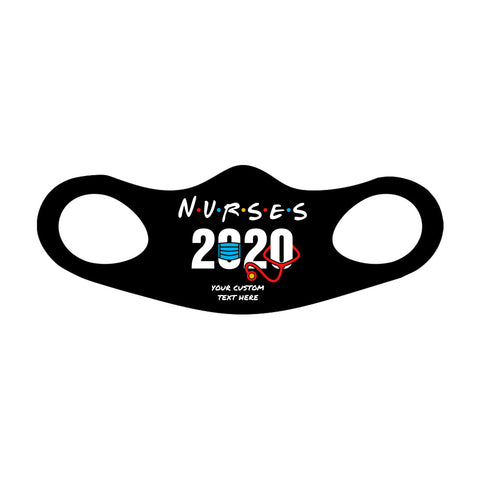 Image of Nurses 2020 Face Mask Fitted Sublimation All Over Print - Black