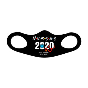 Nurses 2020 Face Mask Fitted Sublimation All Over Print - Black