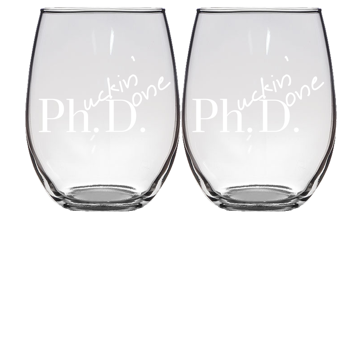 PhD Graduation Gifts Glasses ware, Stemless Wine Glass, Set of 2 Glassware, Phd Gifts for women