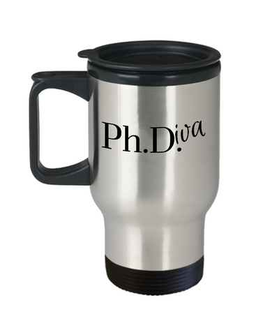 Image of PhD Graduation Gift / PhDiva Travel Mug / Doctor Graduate