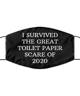 Merry Christmas Quarantine Black Face Mask, I survived the great toilet paper scare of 2020, Funny Xmas 2020 Gift Idea For Adult Men Women