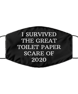 Merry Christmas Quarantine Black Face Mask, I survived the great toilet paper scare of 2020, Funny Xmas 2020 Gift Idea For Adult Men Women