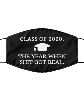 Merry Christmas Quarantine Black Face Mask, Class of 2020. The year when shit got real., Funny Xmas 2020 Gift Idea For Adult Men Women