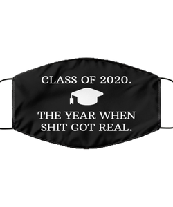 Merry Christmas Quarantine Black Face Mask, Class of 2020. The year when shit got real., Funny Xmas 2020 Gift Idea For Adult Men Women