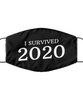 Merry Christmas Quarantine Black Face Mask, I survived 2020, Funny Xmas 2020 Gift Idea For Adult Men Women