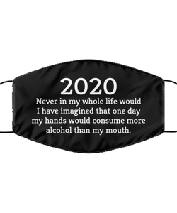 Merry Christmas Quarantine Black Face Mask, 2020 Never in my whole life would I have imagined, Funny Xmas 2020 Gift Idea For Adult Men Women