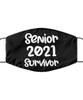 Merry Christmas Quarantine Black Face Mask, Senior 2021 Survivor, Funny Xmas 2020 Gift Idea For Adult Men Women