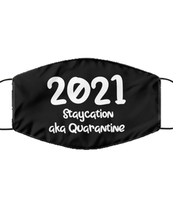 Merry Christmas Quarantine Black Face Mask, 2021 Staycation aka Quarantine, Funny Xmas 2020 Gift Idea For Adult Men Women