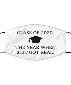 Merry Christmas Quarantine White Face Mask, Class of 2020. The year when shit got real., Funny Xmas 2020 Gift Idea For Adult Men Women