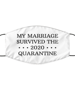 Merry Christmas Quarantine White Face Mask, My marriage survived the 2020 Quarantine, Funny Xmas 2020 Gift Idea For Adult Men Women