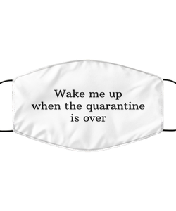 Merry Christmas Quarantine White Face Mask, Wake me up when the quarantine is over, Funny Xmas 2020 Gift Idea For Adult Men Women