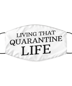 Merry Christmas Quarantine White Face Mask, Living that quarantine life, Funny Xmas 2020 Gift Idea For Adult Men Women