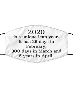 Merry Christmas Quarantine White Face Mask, 2020 is a unique leap year. It has 29 days in February, Funny Xmas 2020 Gift Idea For Adult Men Women