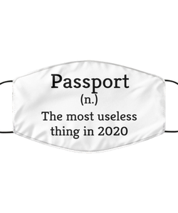 Merry Christmas Quarantine White Face Mask, Passport (n.) The most useless thing in 2020, Funny Xmas 2020 Gift Idea For Adult Men Women