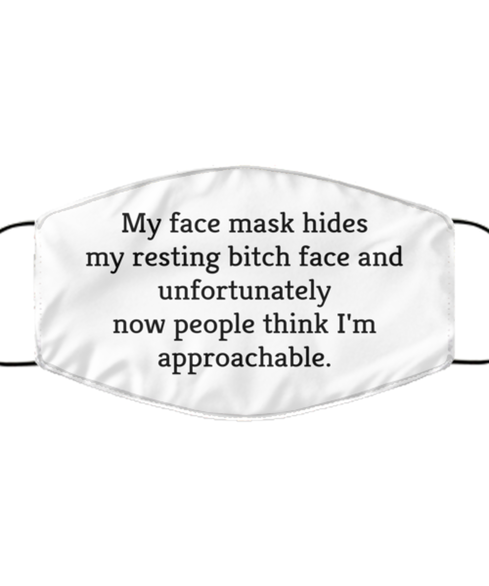 Merry Christmas Quarantine White Face Mask, My face mask hides my resting bitch face and unfortunately, Funny Xmas 2020 Gift Idea For Adult Men Women