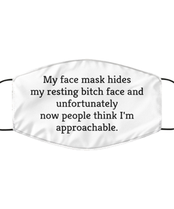 Merry Christmas Quarantine White Face Mask, My face mask hides my resting bitch face and unfortunately, Funny Xmas 2020 Gift Idea For Adult Men Women