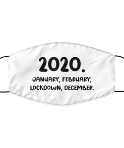 Merry Christmas Quarantine White Face Mask, 2020. January, February, Lockdown, December., Funny Xmas 2020 Gift Idea For Adult Men Women