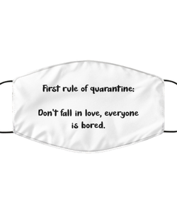 Merry Christmas Quarantine White Face Mask, First rule of quarantine: Don't fall in love, everyone is, Funny Xmas 2020 Gift Idea For Adult Men Women