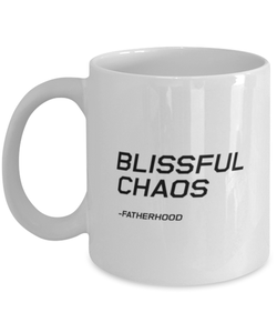 Funny Dad Mug, Blissful Chaos -Fatherhood, Sarcasm Birthday Gift For Father From Son Daughter, Daddy Christmas Gift