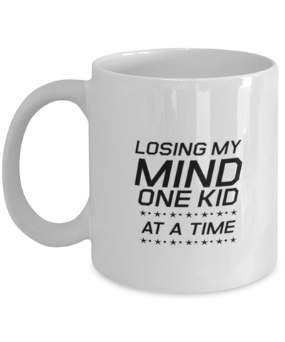 Image of Funny Mom Mug, Losing My Mind One Kid At A Time, Sarcasm Birthday Gift For Mother From Son Daughter, Mommy Christmas Gift