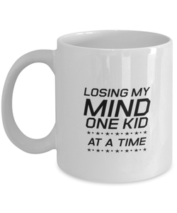 Funny Mom Mug, Losing My Mind One Kid At A Time, Sarcasm Birthday Gift For Mother From Son Daughter, Mommy Christmas Gift