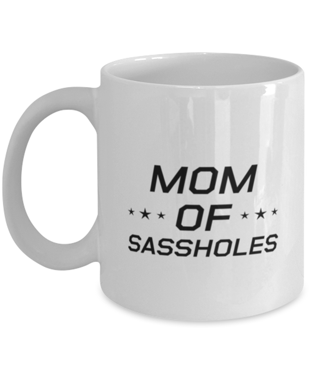 Funny Mom Mug, Mom Of Sassholes, Sarcasm Birthday Gift For Mother From Son Daughter, Mommy Christmas Gift